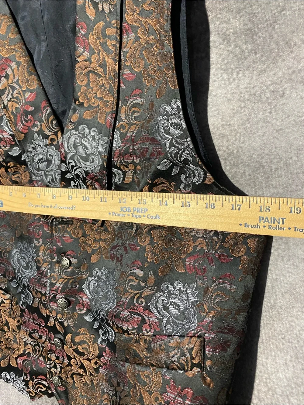 Wah Maker Frontier Brocade Tapestry Western Vest Men's M Floral USA Made